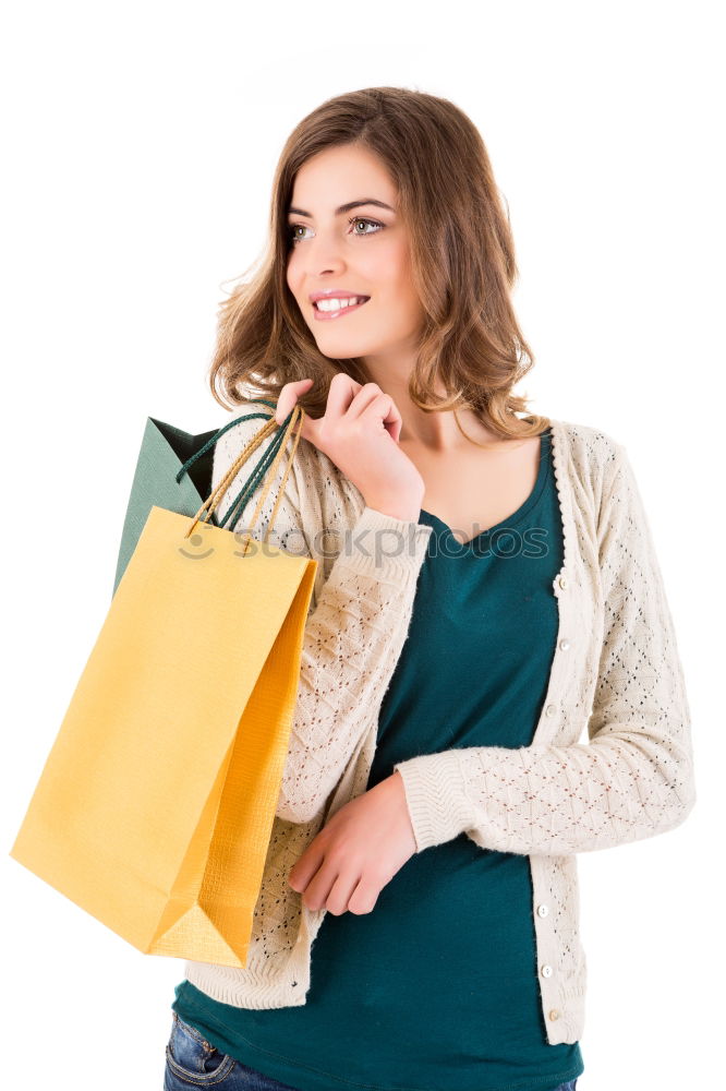 Similar – Image, Stock Photo Happy autumn or winter girl with wool cap shopping