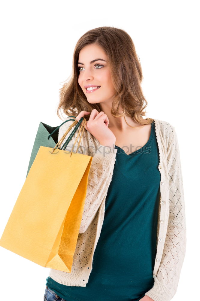 Similar – Image, Stock Photo Happy autumn or winter girl with wool cap shopping