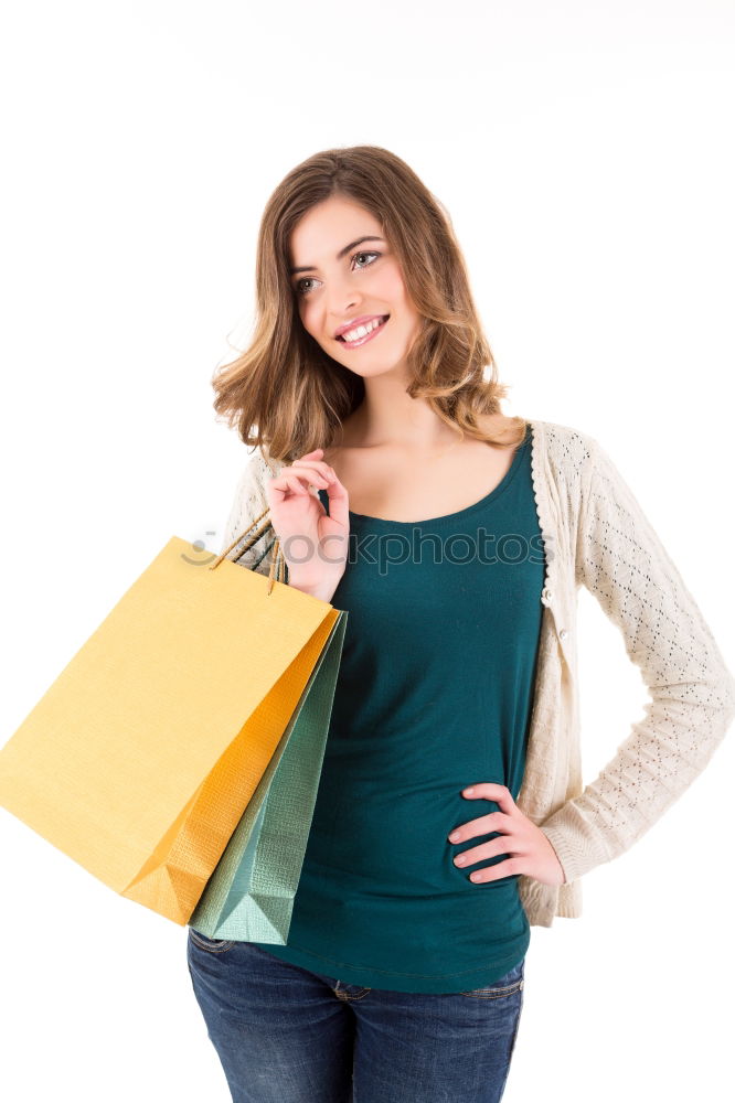 Similar – Image, Stock Photo Happy autumn or winter girl with wool cap shopping