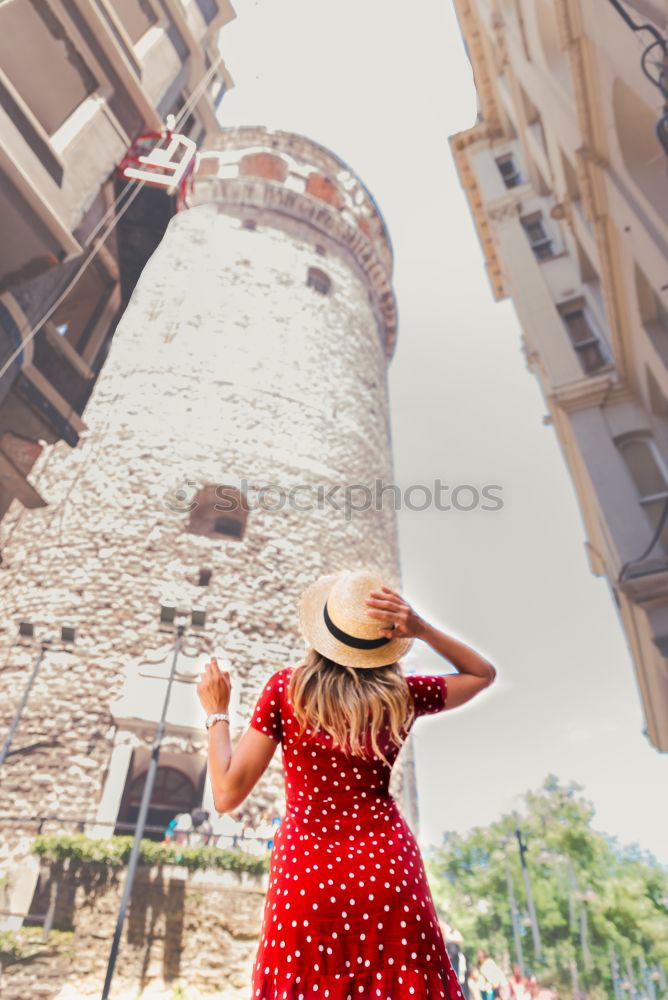 Similar – Image, Stock Photo Content model grimacing on balcony