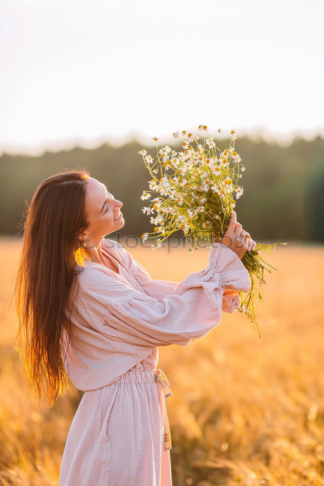 Similar – Image, Stock Photo Cheerful woman in garden