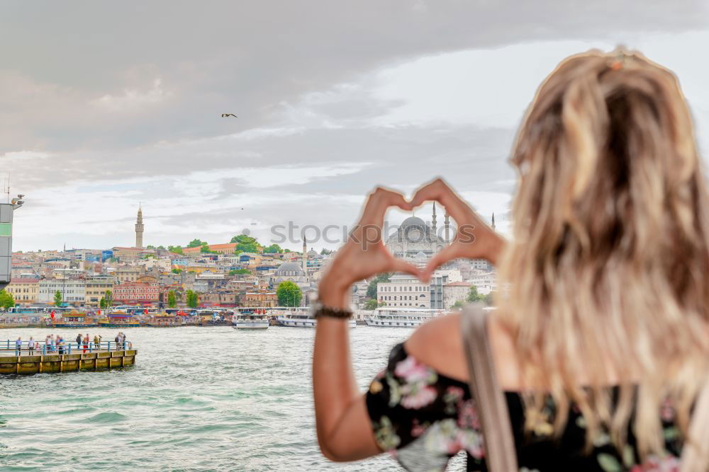 Similar – Happy woman holding her boyfriend hand in Sydney