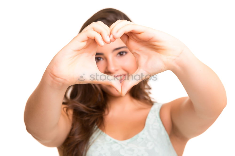 Similar – Image, Stock Photo Close up focus woman hands show love symbol