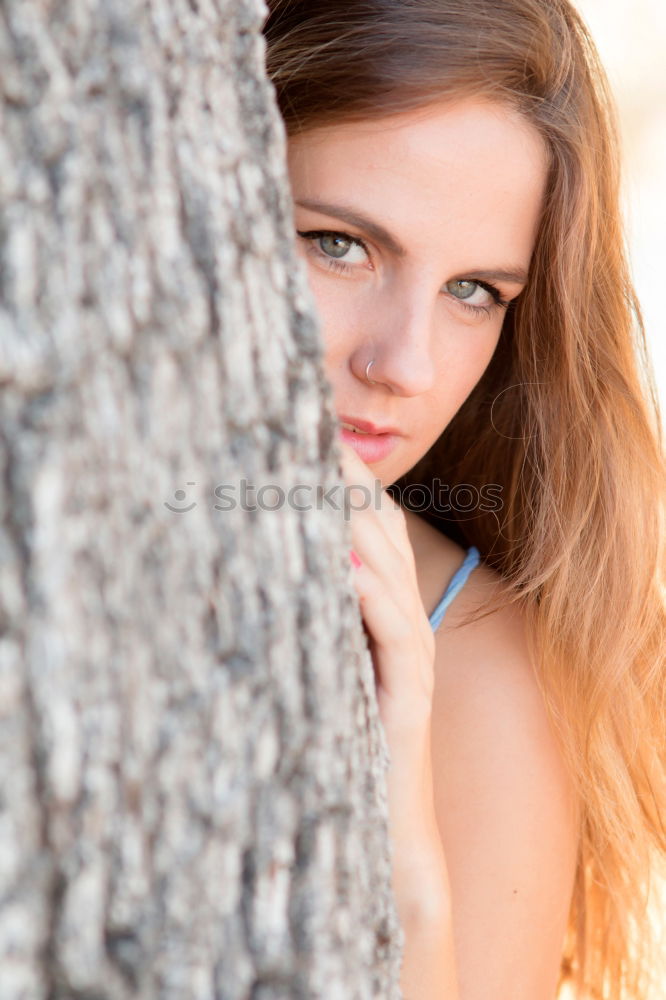 Similar – Young shy woman with pink hair