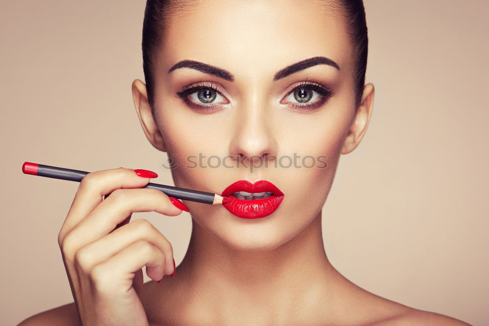 Similar – Image, Stock Photo PinUp Girl puts on make-up