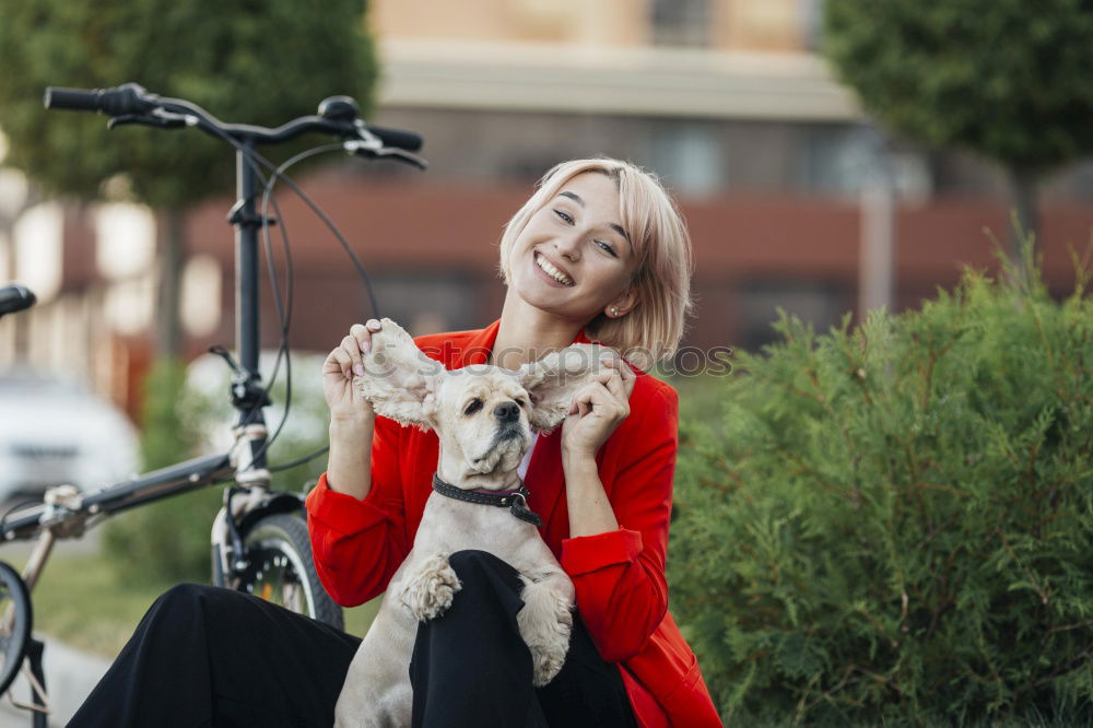 Similar – Image, Stock Photo Sexy young woman at home playing with her dog