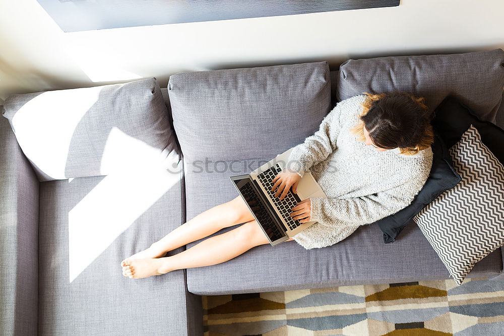 Similar – Image, Stock Photo Woman with mobile phone at home