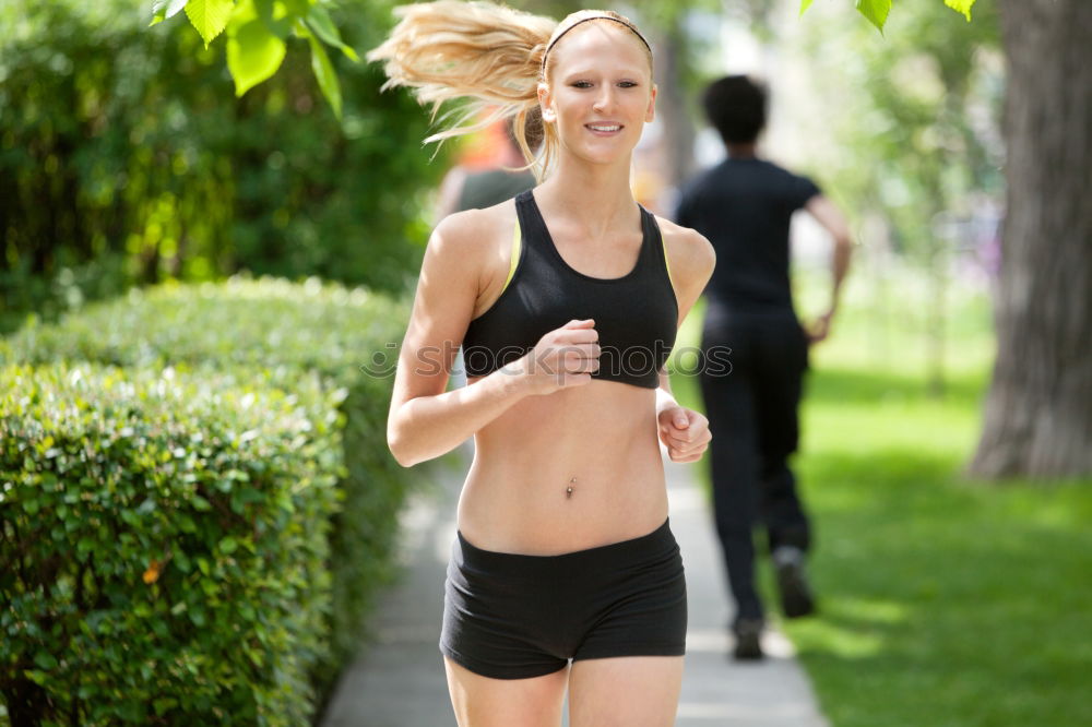 Similar – Image, Stock Photo Young sporty woman jogging