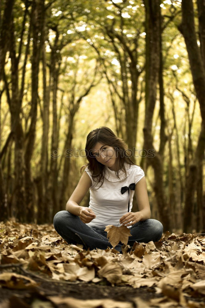 Similar – KapuzenMädchen im Herbstwald