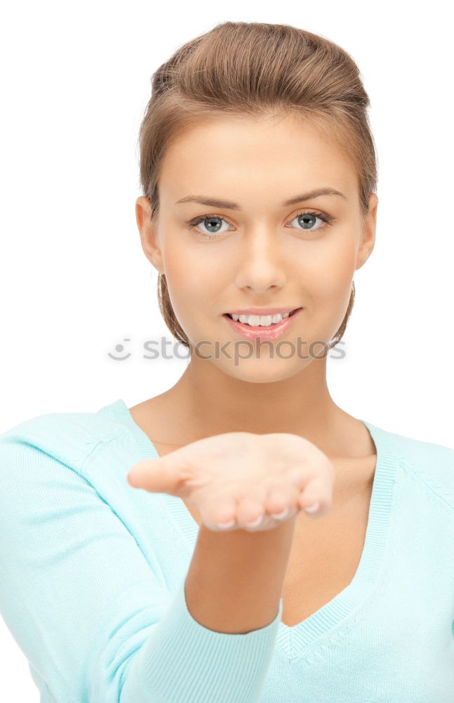 Similar – Young blonde woman showing the peace sign