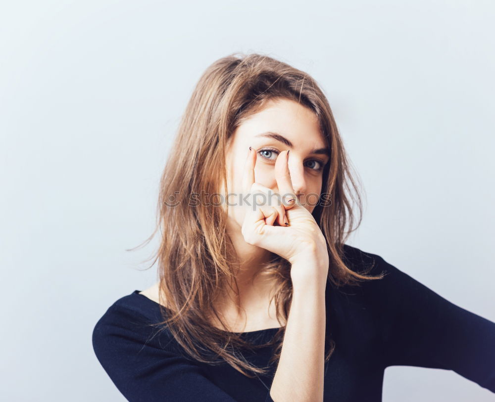 Similar – A young blonde woman in a sunny day