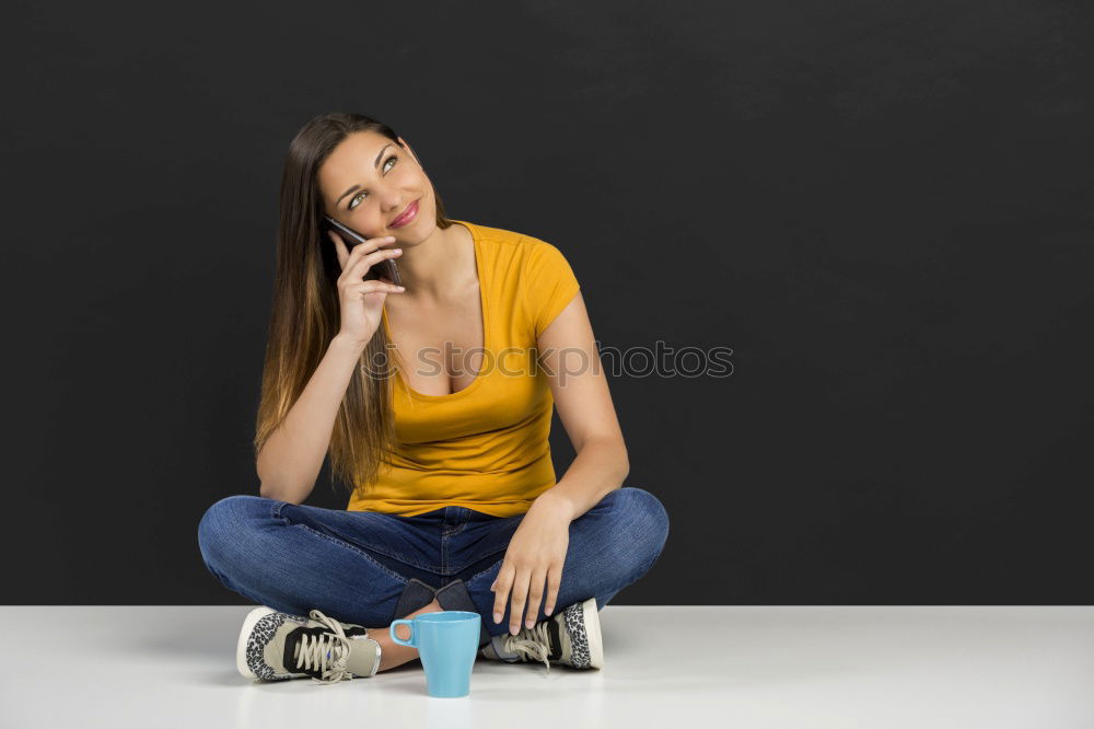 Similar – Image, Stock Photo Young pensive model on terrace