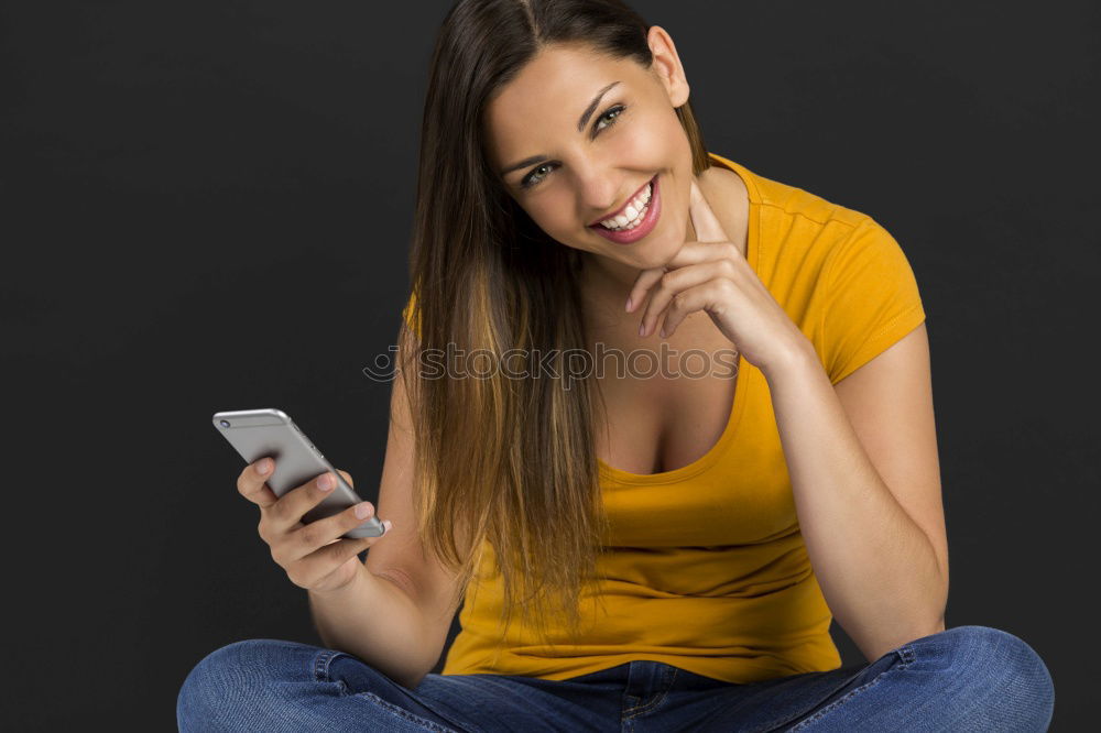 Similar – Image, Stock Photo Young woman looking at her smartphone