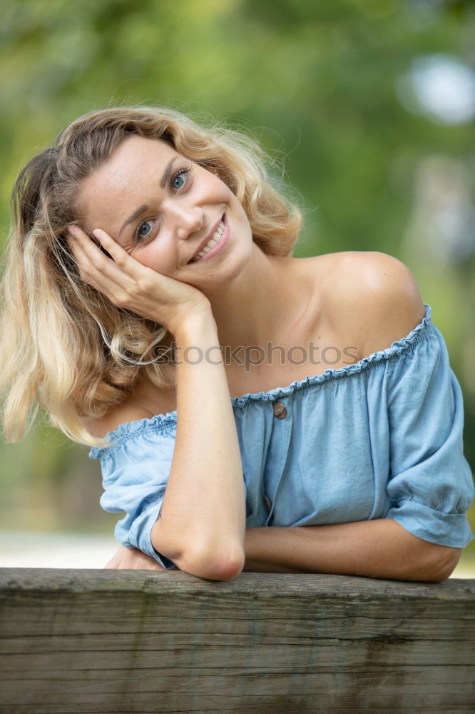 Similar – Image, Stock Photo Stylish confident brunette posing at camera