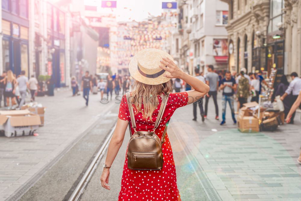 Similar – Image, Stock Photo Woman taking taxi in city