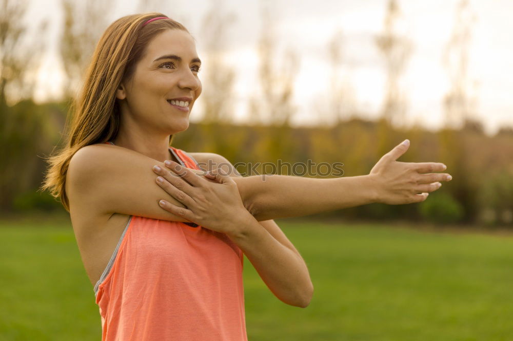 Similar – Attractive woman out exercising in glowing light