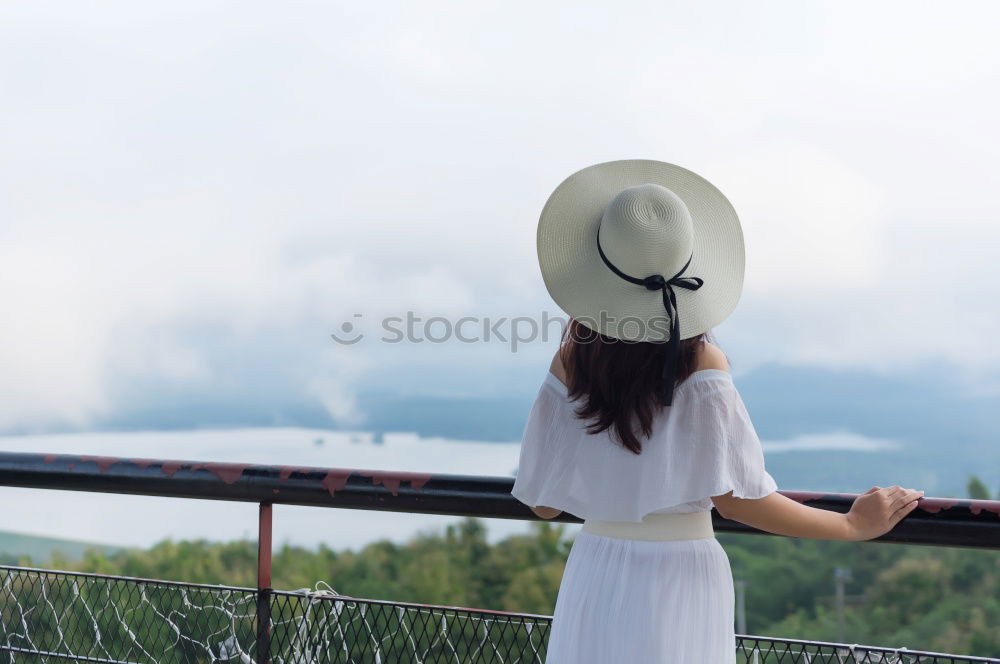 Image, Stock Photo Girl with hat in the cable car.