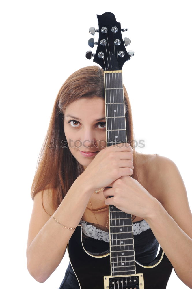 Similar – Image, Stock Photo Vibration | Guitar Pages II Young Woman Playing Guitar