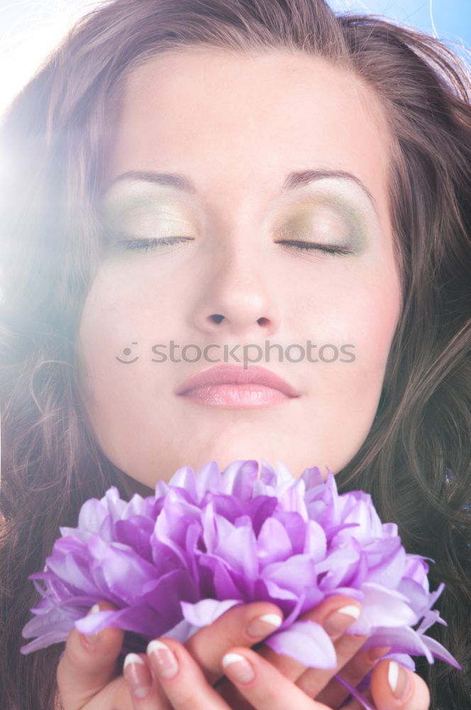 Similar – Thoughtful happy young black woman surrounded by flowers