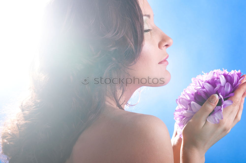 Similar – Thoughtful happy young black woman surrounded by flowers