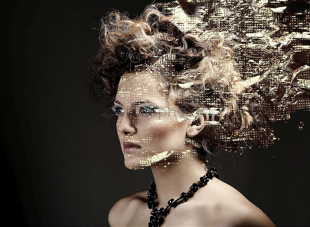 Similar – half face of a woman surrounded by silver garlands