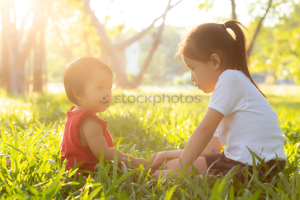 Similar – Image, Stock Photo brothers sitting in the field