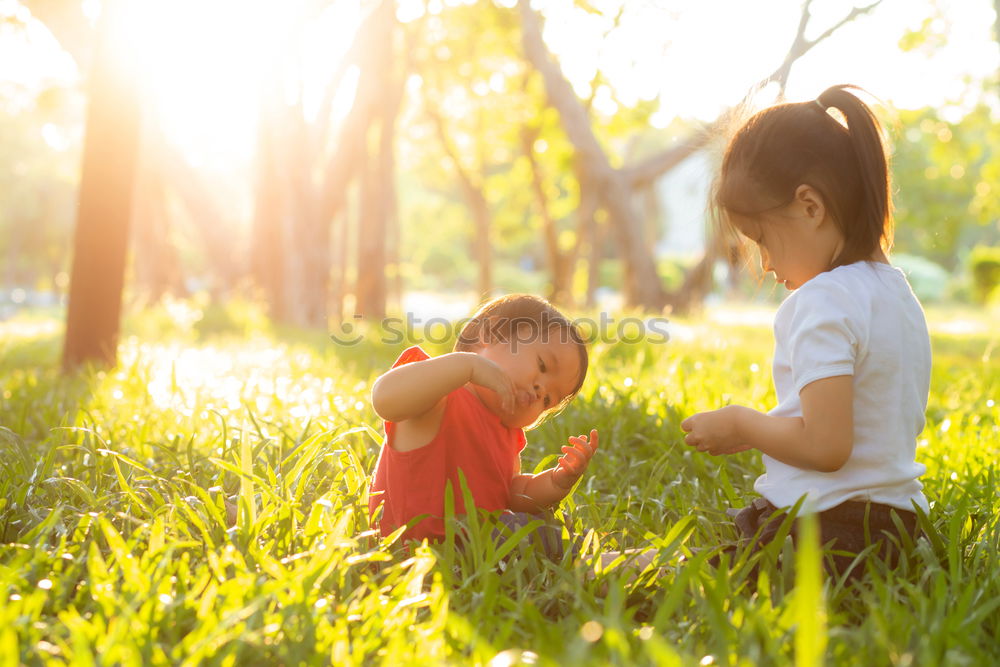 Similar – Image, Stock Photo Lesbian couple and child walking in park