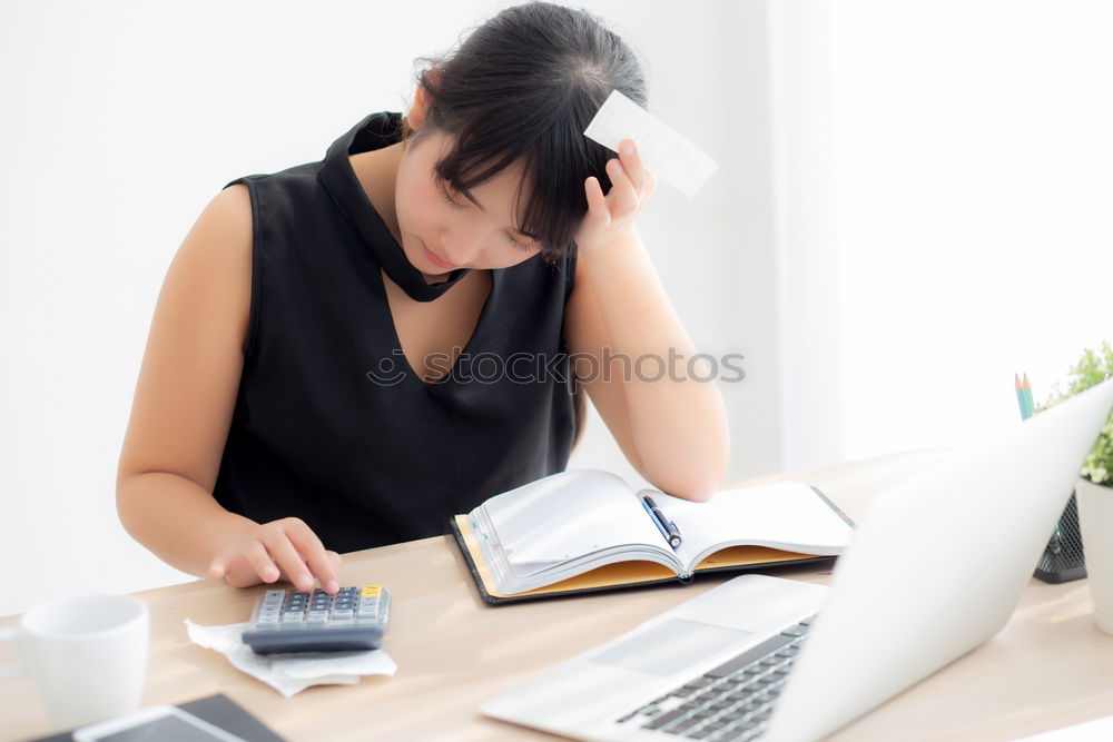 Similar – Image, Stock Photo Desperate student in front of an open book