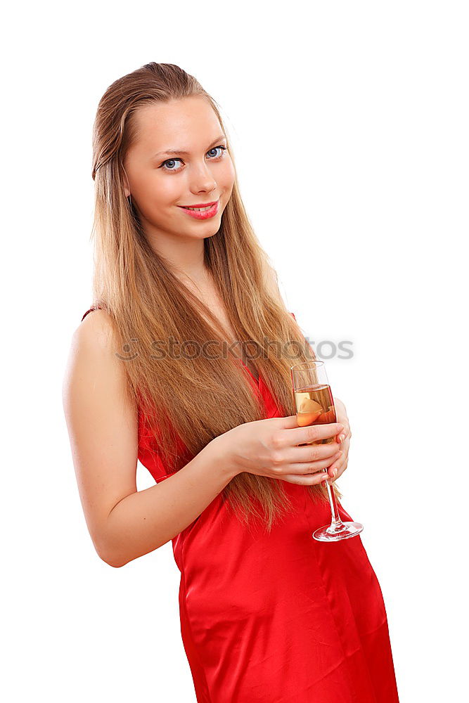 Similar – Image, Stock Photo Woman frightened with champagne in her hand