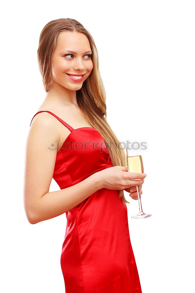 Similar – Image, Stock Photo Woman frightened with champagne in her hand