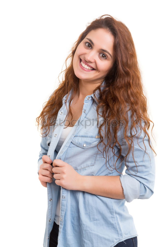 Similar – Image, Stock Photo Young woman wearing casual clothes smiling outdoors