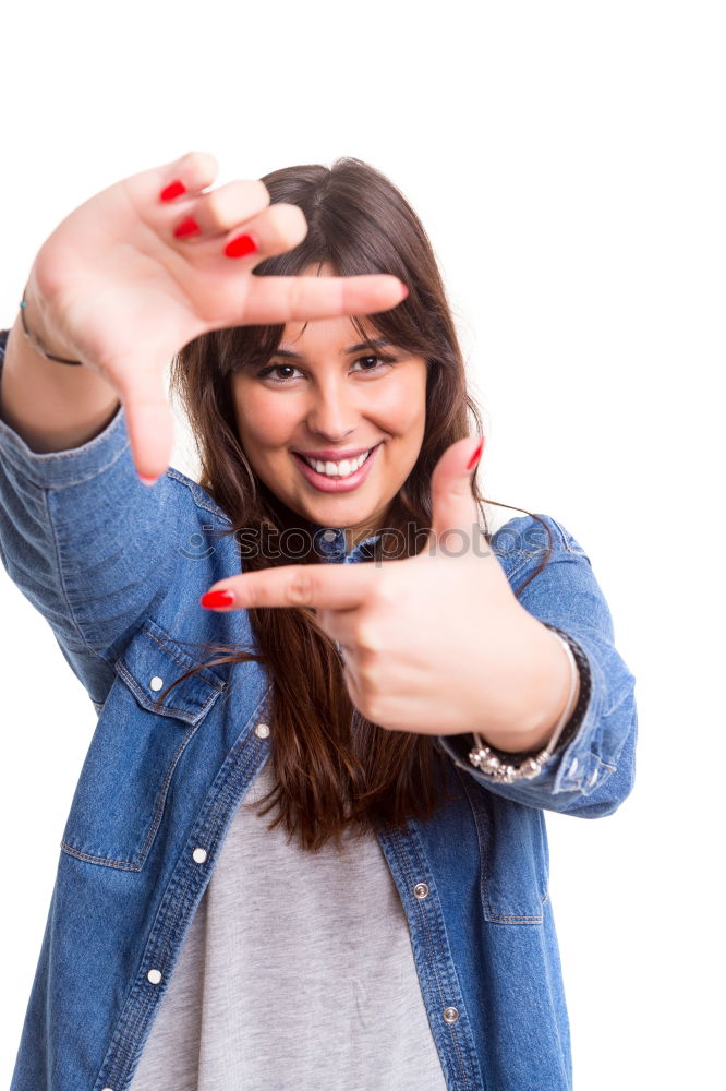 Similar – Young blonde woman showing the peace sign