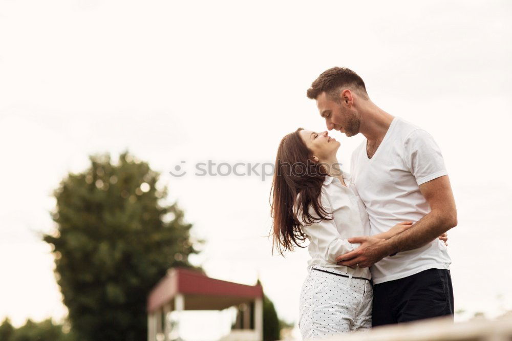 Similar – Image, Stock Photo Smiling couple of lovers having fun.