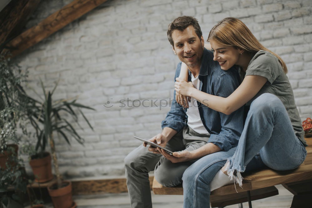 Similar – Image, Stock Photo Proud father hugs his daughter.
