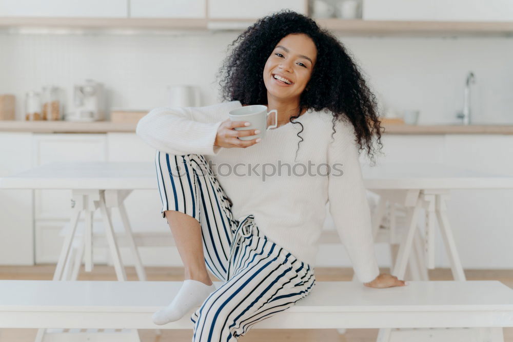 Similar – Happy beautiful young black woman relaxed sitting in the bed