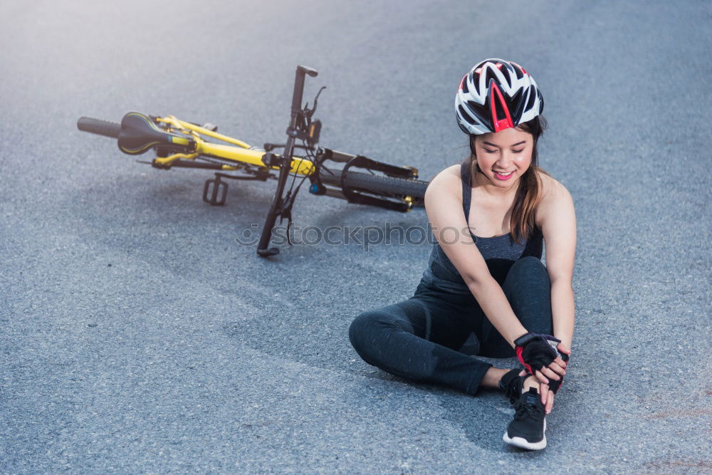 Similar – Image, Stock Photo Woman dressing the wound on her knee with medicine in spray