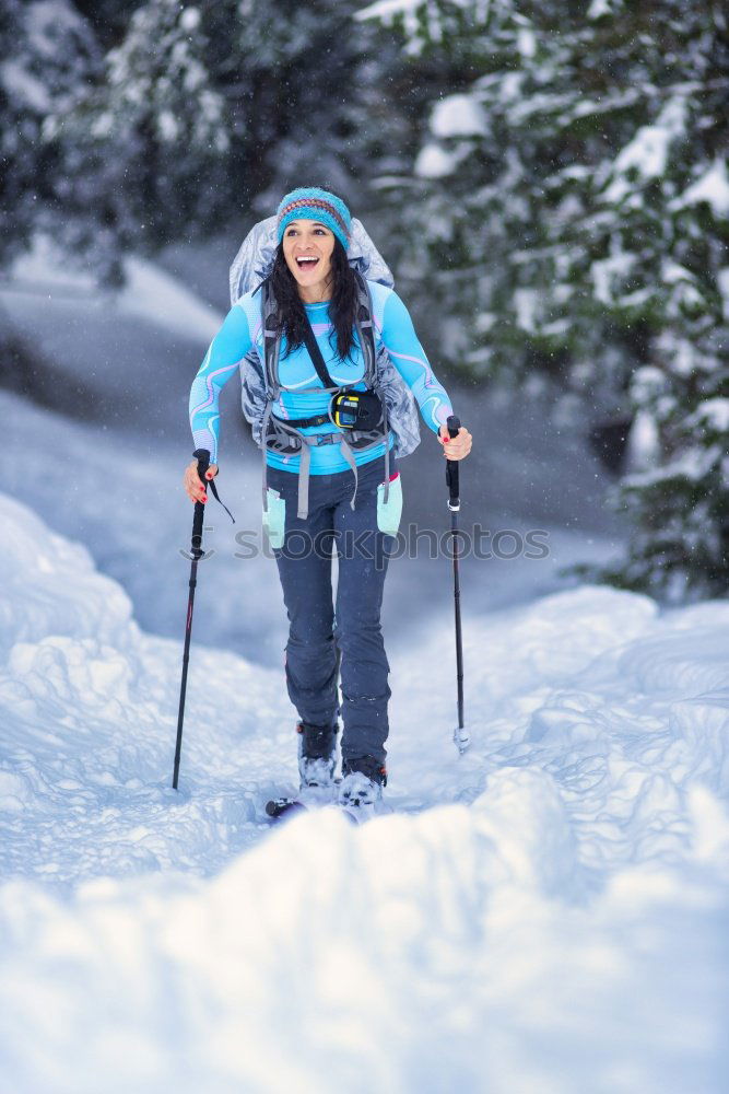 Similar – Image, Stock Photo Boy using the mobile phone during the winter trip