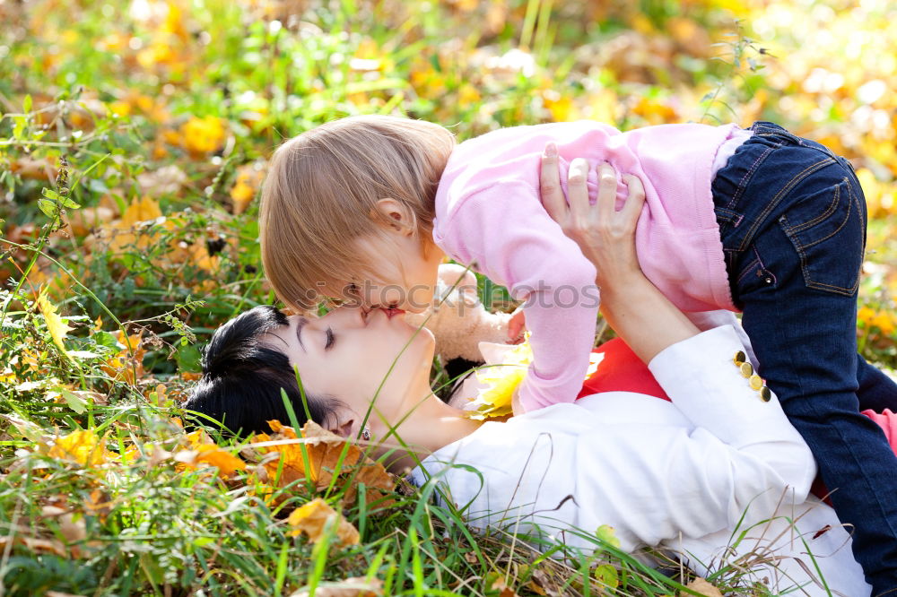 Similar – Image, Stock Photo Playful mother and daughter