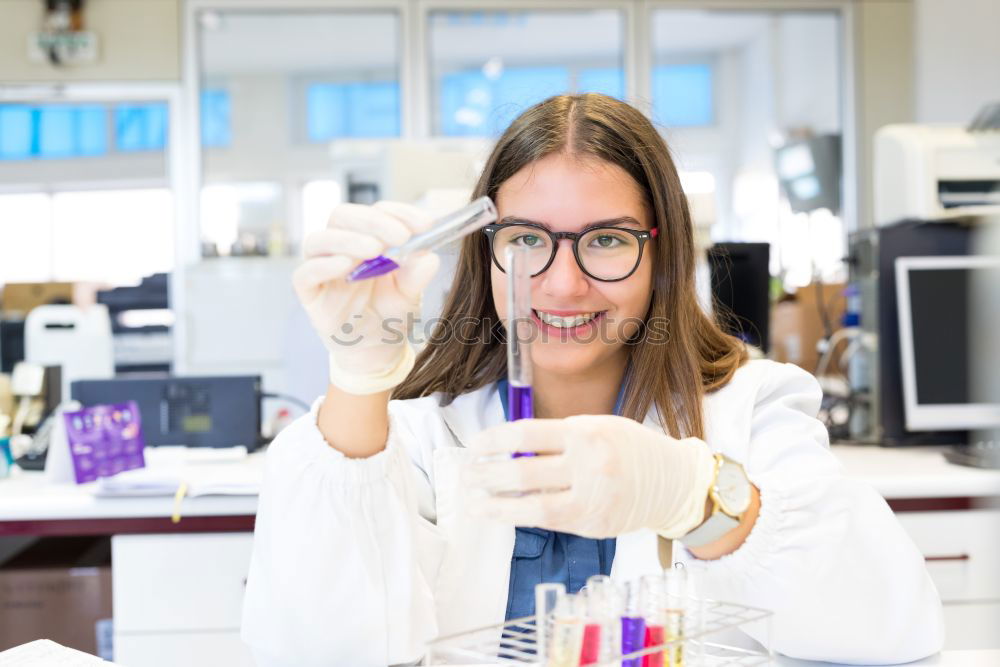 Similar – Image, Stock Photo Woman working with microscope