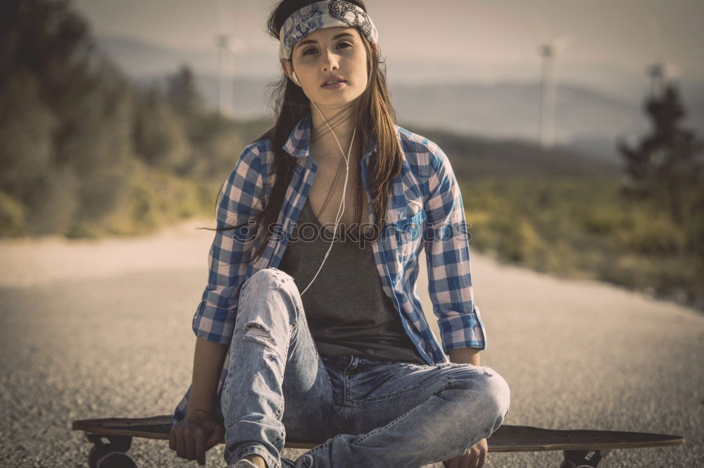 Similar – Image, Stock Photo Stylish young girl on fence on nature