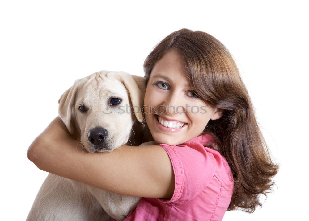 Similar – Image, Stock Photo Young woman holding her puppy