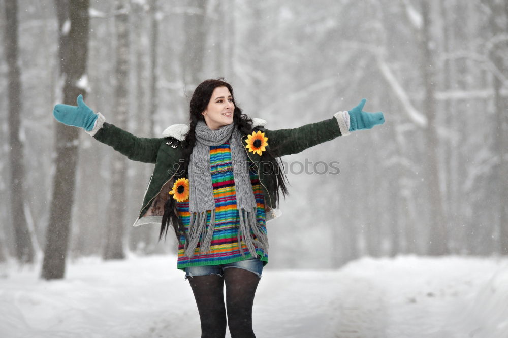 Similar – Image, Stock Photo Young woman enjoying a snowy winter day