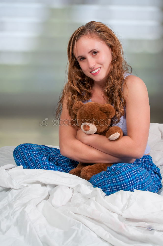 Similar – happy little child girl lying on her bed in the morning