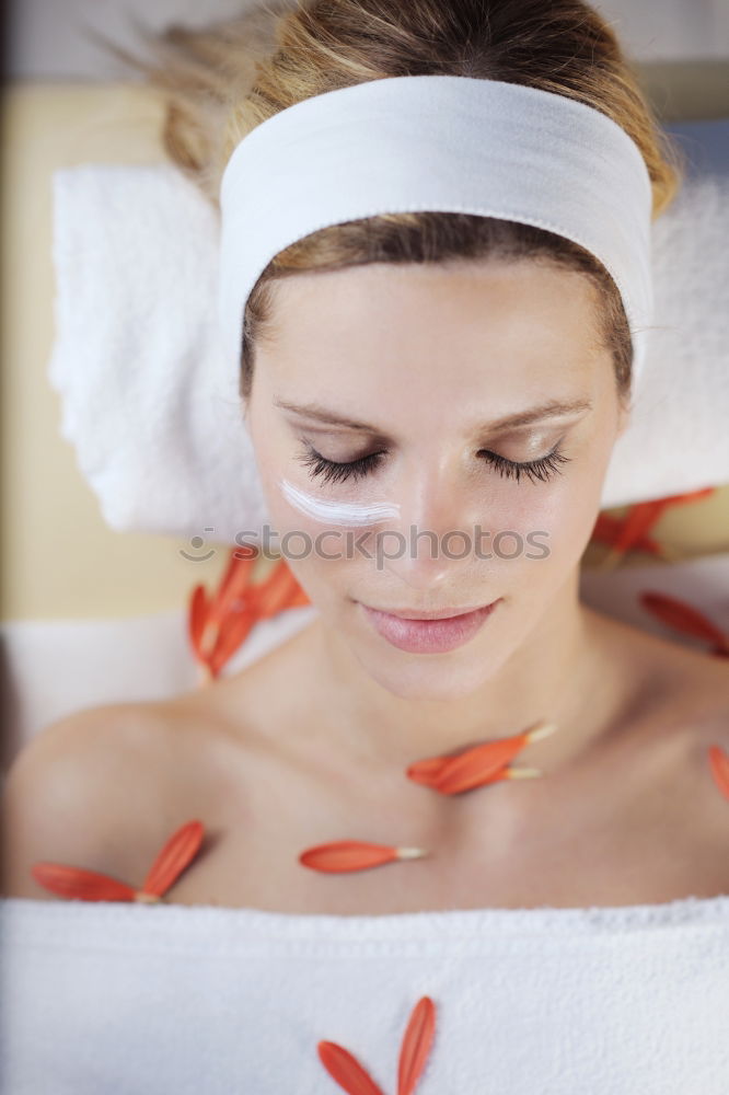 Similar – Image, Stock Photo Woman lying in tub doing hydrotherapy treatment