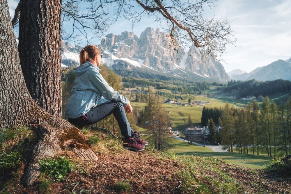 Similar – Image, Stock Photo Woman in green cold fields