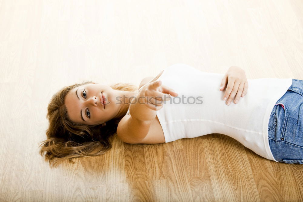 Image, Stock Photo Schoolgirl using mobile phone in classroom