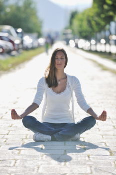 Similar – Black woman, afro hairstyle, doing yoga in the beach with eyes closed