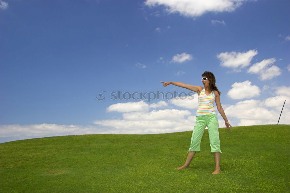 Similar – Image, Stock Photo Excited women lying on cliff