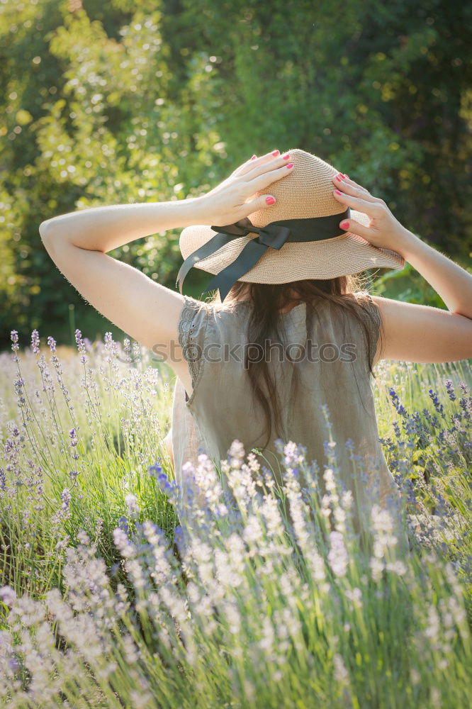 Similar – Image, Stock Photo blonde girl in pink summer dress on a meadow