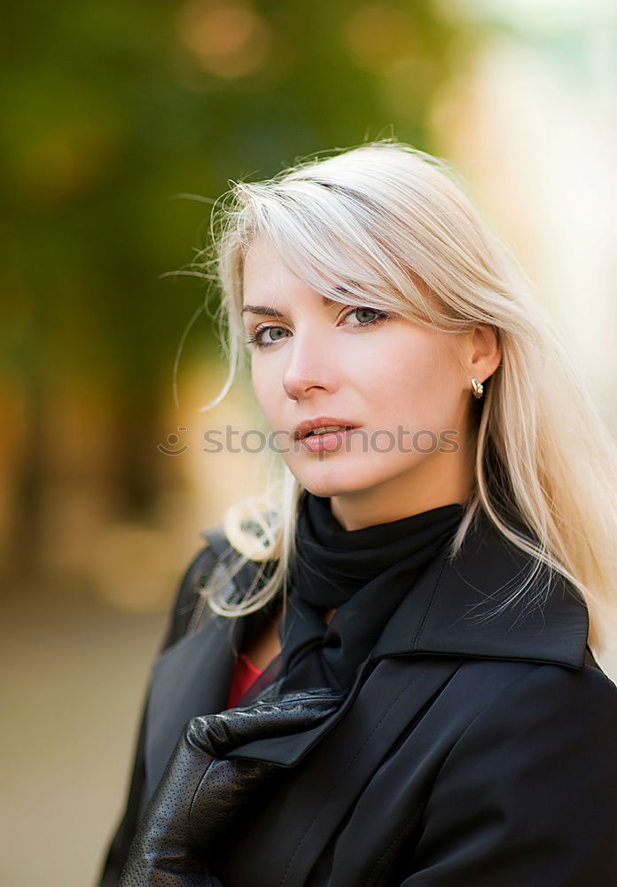 Similar – Image, Stock Photo Blond mature smiling woman on street